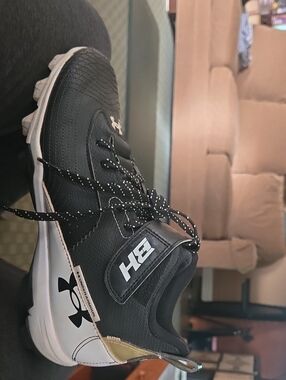 Under Armour Black Cleats with White & Gold Details